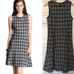 Theory black houndstooth fit & flare jumper mini dress
